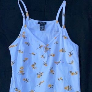 White flowered Tank Top